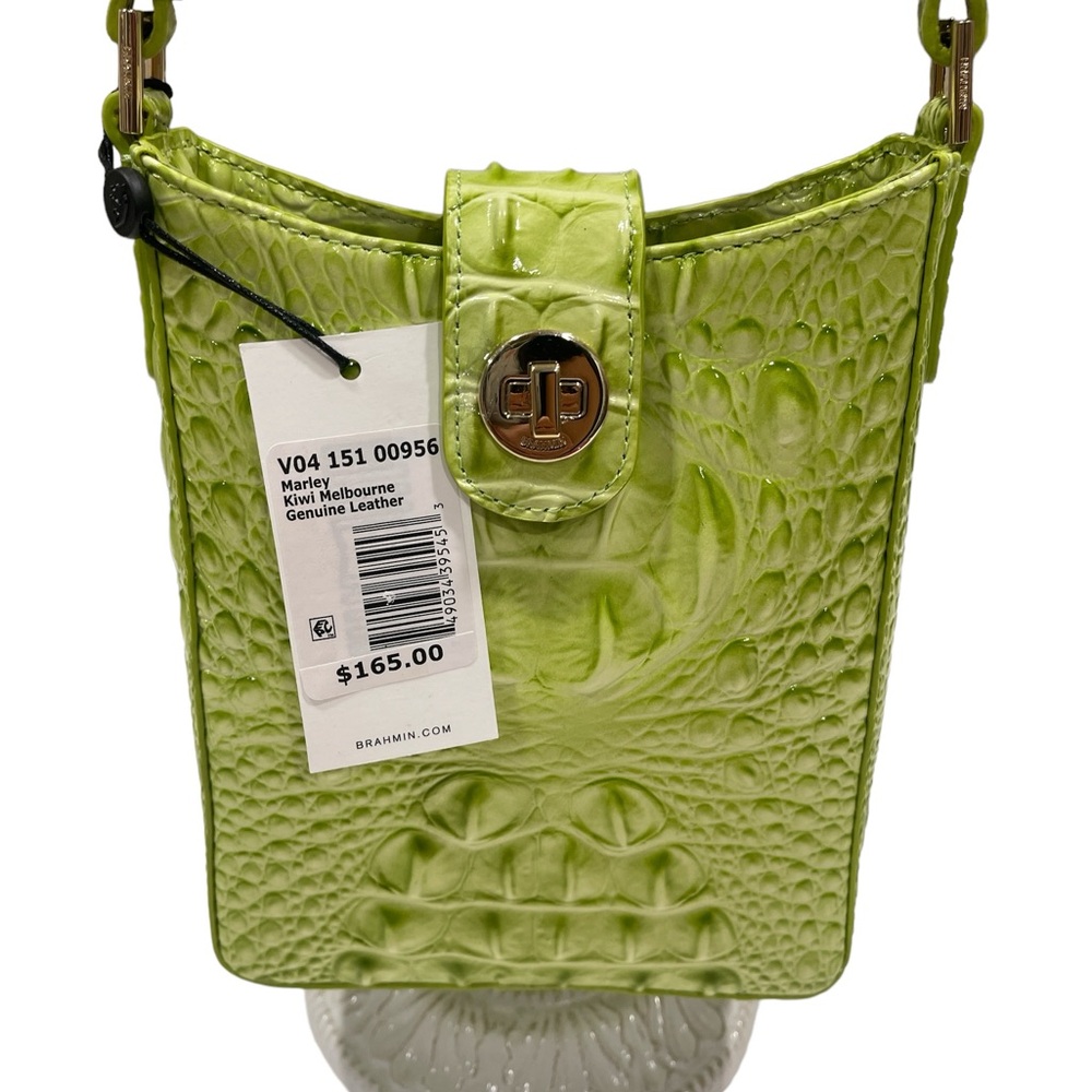 Women’s Lime Green Croc-Embossed Crossbody Bag - Picture 6 of 6